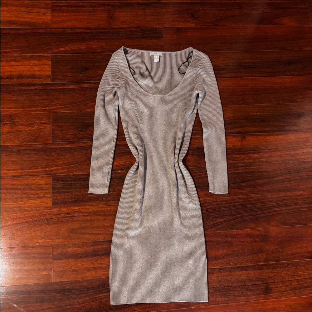 H&M Muted Brown Long Sleeve Dress